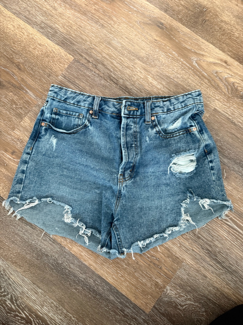wild fable Distressed Highest Rise Denim Jean Shorts - Blue